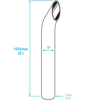 Exhaust Chrome Stack / Curved / Plain End / 7" x 60"